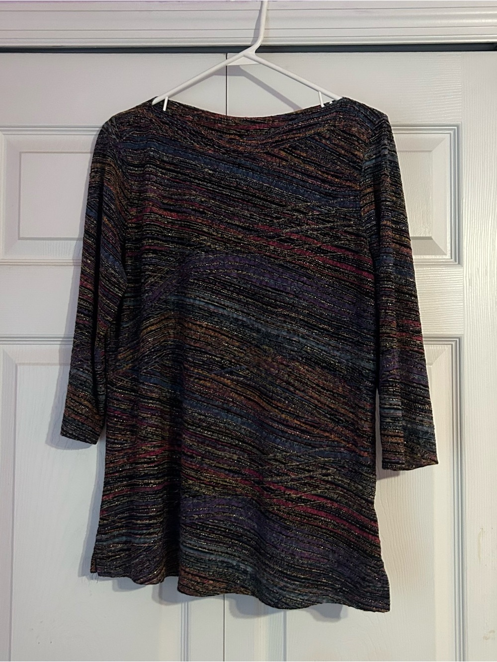 Christopher & Banks multicolored striped tunic top with 3/4 sleeves